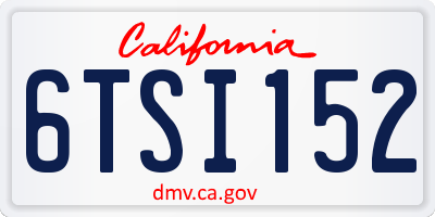 CA license plate 6TSI152