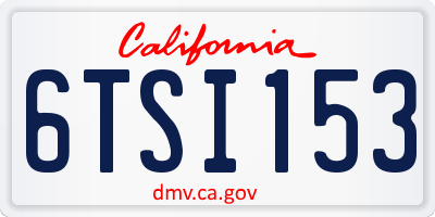 CA license plate 6TSI153