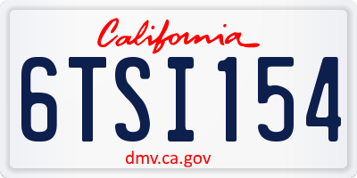 CA license plate 6TSI154
