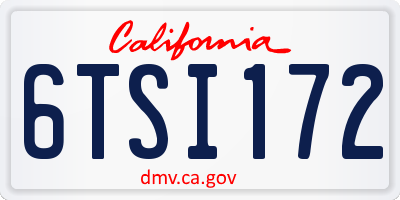 CA license plate 6TSI172