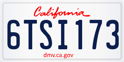 CA license plate 6TSI173