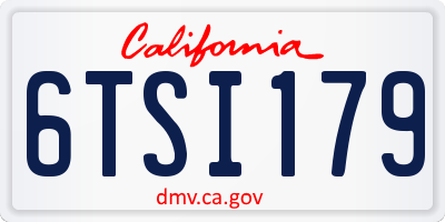 CA license plate 6TSI179