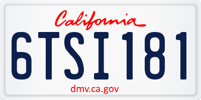 CA license plate 6TSI181