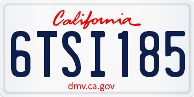 CA license plate 6TSI185
