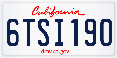 CA license plate 6TSI190