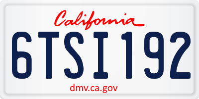 CA license plate 6TSI192