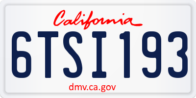 CA license plate 6TSI193