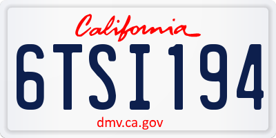 CA license plate 6TSI194