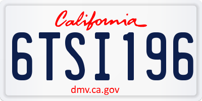 CA license plate 6TSI196