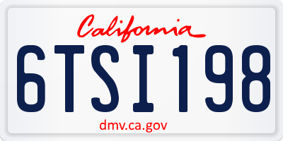 CA license plate 6TSI198