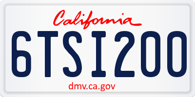 CA license plate 6TSI200