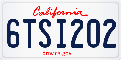 CA license plate 6TSI202