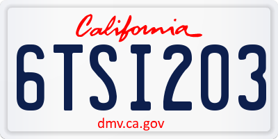 CA license plate 6TSI203