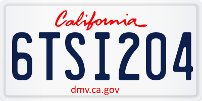 CA license plate 6TSI204