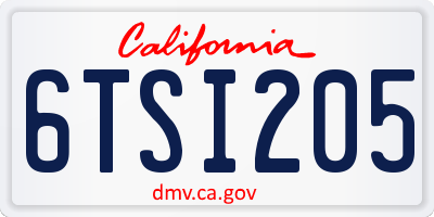 CA license plate 6TSI205