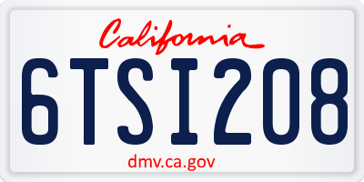 CA license plate 6TSI208