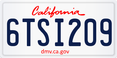 CA license plate 6TSI209