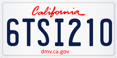 CA license plate 6TSI210