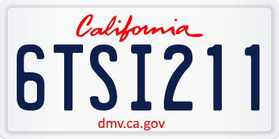 CA license plate 6TSI211