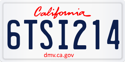 CA license plate 6TSI214