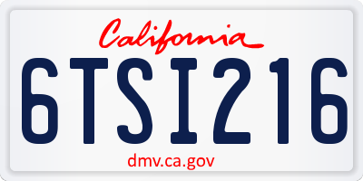 CA license plate 6TSI216