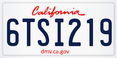 CA license plate 6TSI219