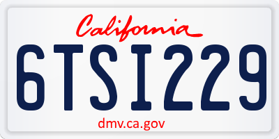 CA license plate 6TSI229