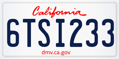 CA license plate 6TSI233
