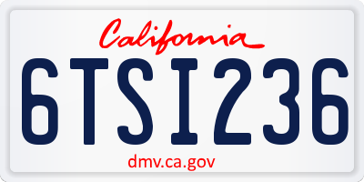 CA license plate 6TSI236