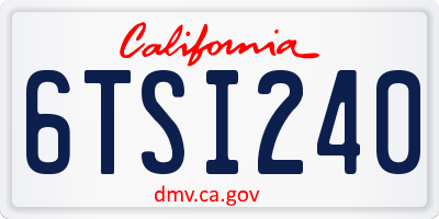 CA license plate 6TSI240