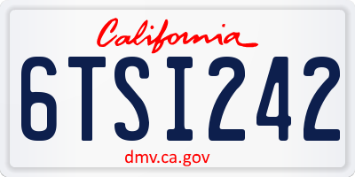 CA license plate 6TSI242