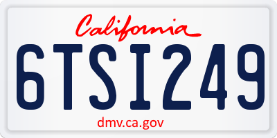 CA license plate 6TSI249