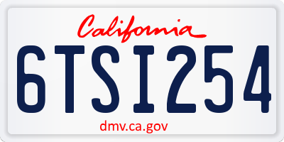 CA license plate 6TSI254