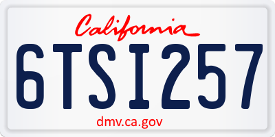 CA license plate 6TSI257