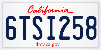 CA license plate 6TSI258