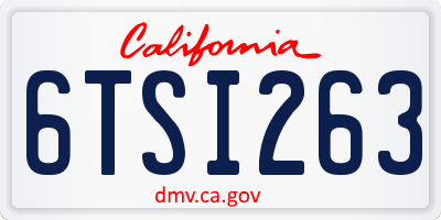 CA license plate 6TSI263