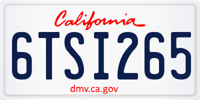 CA license plate 6TSI265