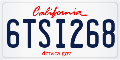 CA license plate 6TSI268