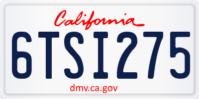 CA license plate 6TSI275