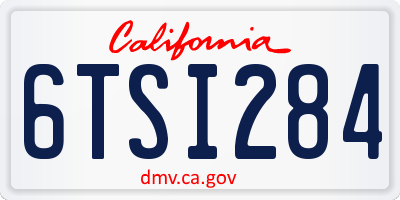 CA license plate 6TSI284