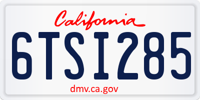 CA license plate 6TSI285