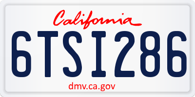 CA license plate 6TSI286