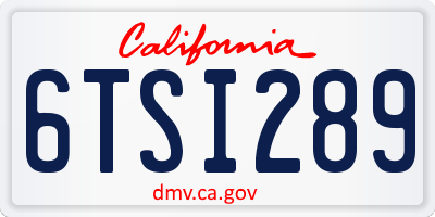 CA license plate 6TSI289