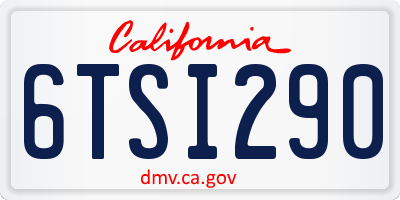 CA license plate 6TSI290