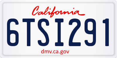 CA license plate 6TSI291
