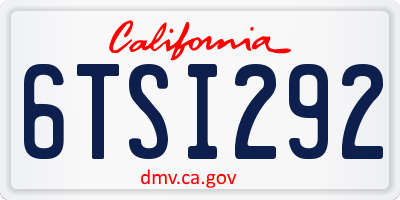 CA license plate 6TSI292