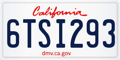 CA license plate 6TSI293