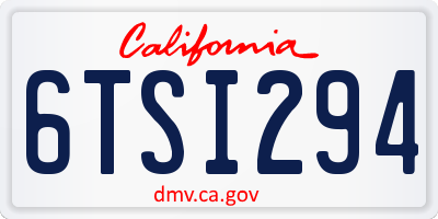 CA license plate 6TSI294