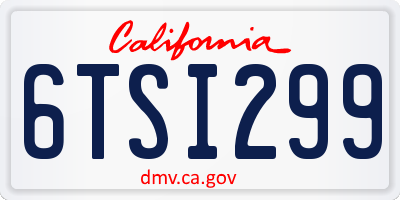 CA license plate 6TSI299