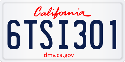 CA license plate 6TSI301